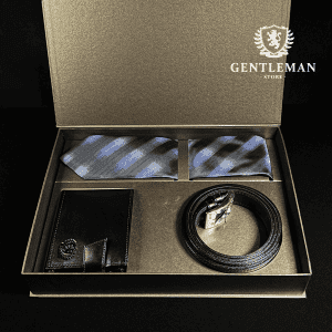 PS207 | GOLD set kaiš, kravata i novčanik GENTLEMAN