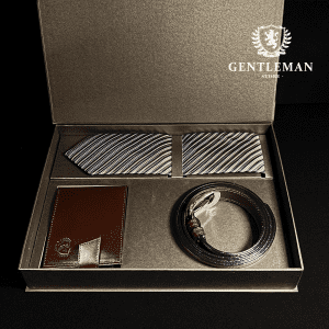 PS210 | GOLD set kaiš, kravata i novčanik GENTLEMAN
