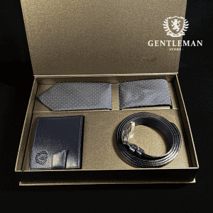 PS214 | GOLD set kaiš, kravata i novčanik GENTLEMAN