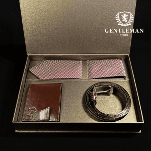 PS218 | GOLD set kaiš, kravata i novčanik GENTLEMAN