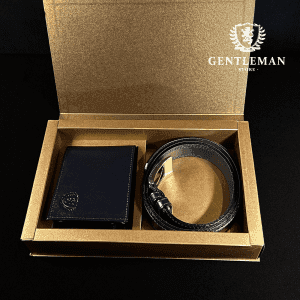 PS220 | GOLD kožni set | Kaiš i novčanik GENTLEMAN